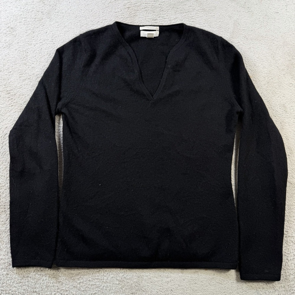 Charter Club Sweater Womens Small Black 100% Cashmere V-Neck Soft Pullover